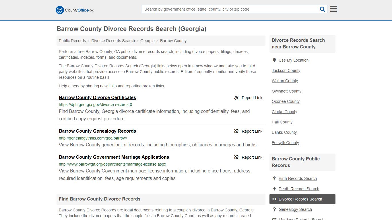 Barrow County Divorce Records Search (Georgia) - County Office